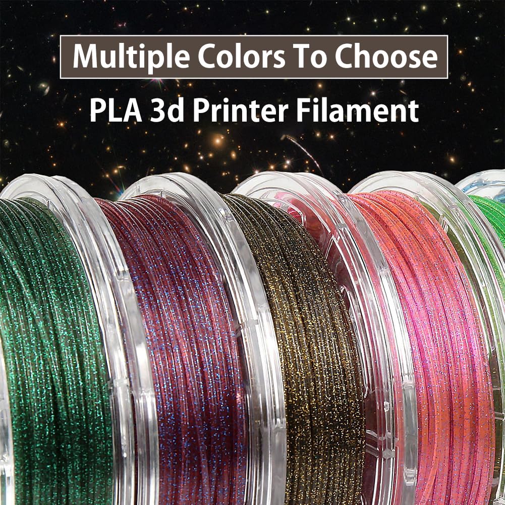 Filamento De Impresora 3D PLA Con Purpurina 1,75mm(+/-0,05mm)|Filamento De Impresión 3D Con Superficie De Flash De Cielo Estrellado|Suministros De Impresión 3D 1 Kg/carrete,Green,PLA