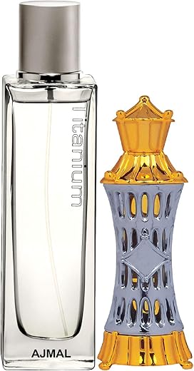 Ajmal Titanium EDP Citrus Spicy Perfume 100ml for Men and Mizyaan Concentrated Perfume Oil Oriental Musky Alcohol-free Attar 14ml for Unisex