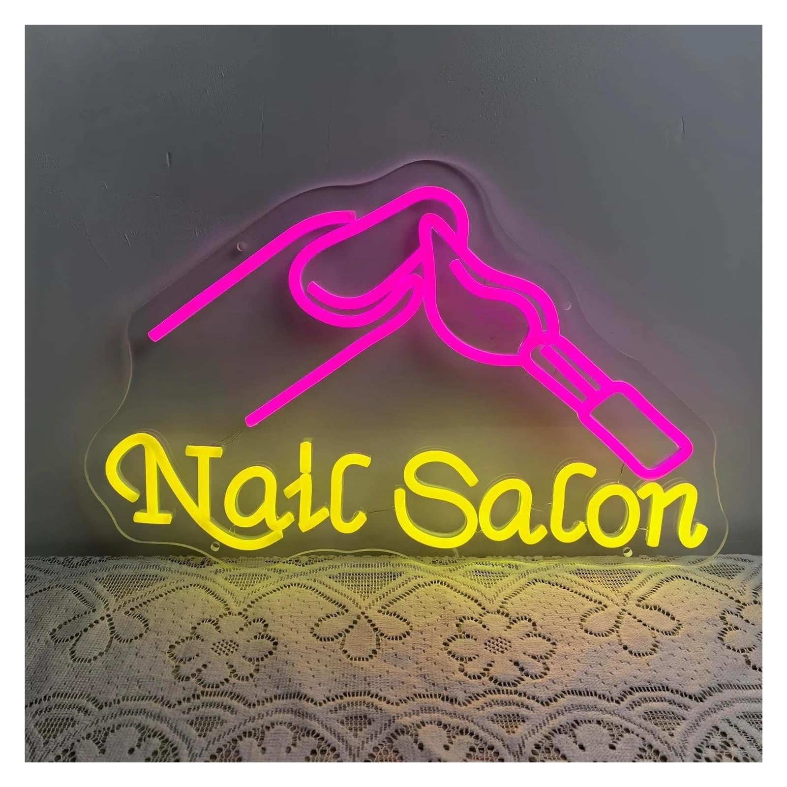 LEMST Signs Lamp Nail Salon Neon Sign for Wall Decor Light USB Dimmable Beauty Room Salon Pink Salon Nail Tech Decor Girls 26cmx40cm