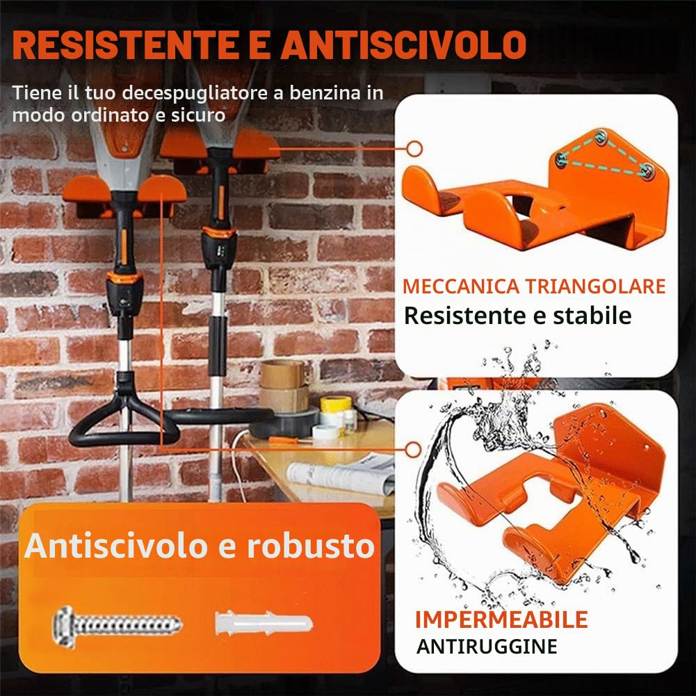 HpLive 2 pezzi supporto da parete per decespugliatore, supporto da parete per decespugliatore, robusto organizer per stoccaggio per garage