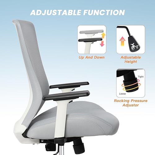 Miniatura 6 de Silla de oficina grande y alta para personas pesadas, 400 libras, silla de escritorio ergonómica de malla con soporte lumbar, altura ajustable y