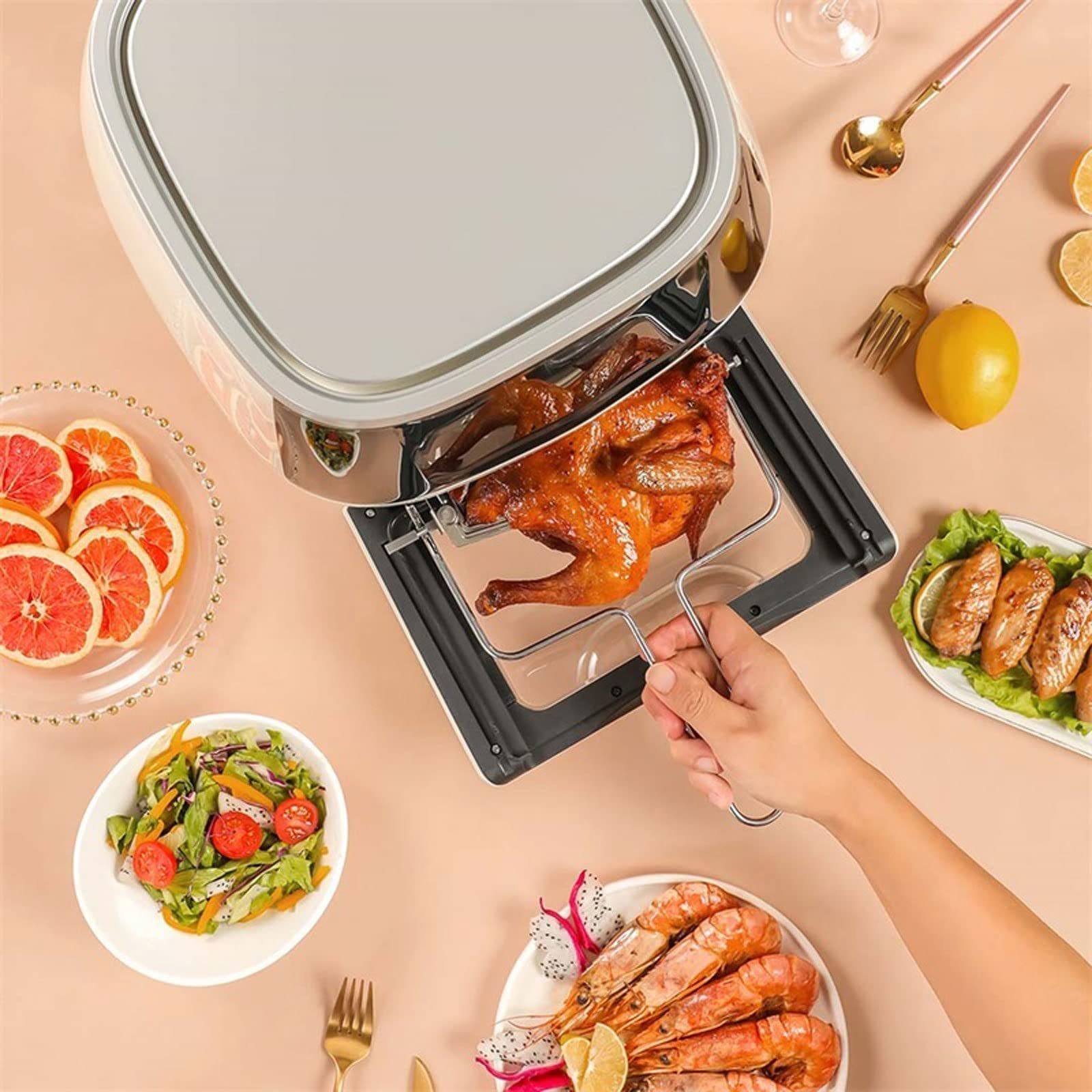 Frytkownice powietrzne Widoczne wielofunkcyjne frytkownice powietrzne Domowe małe Duża pojemność Inteligentna izolacja cieplna Anty-gorące 7L (rozmiar: AU) Ambitne To pursue happiness