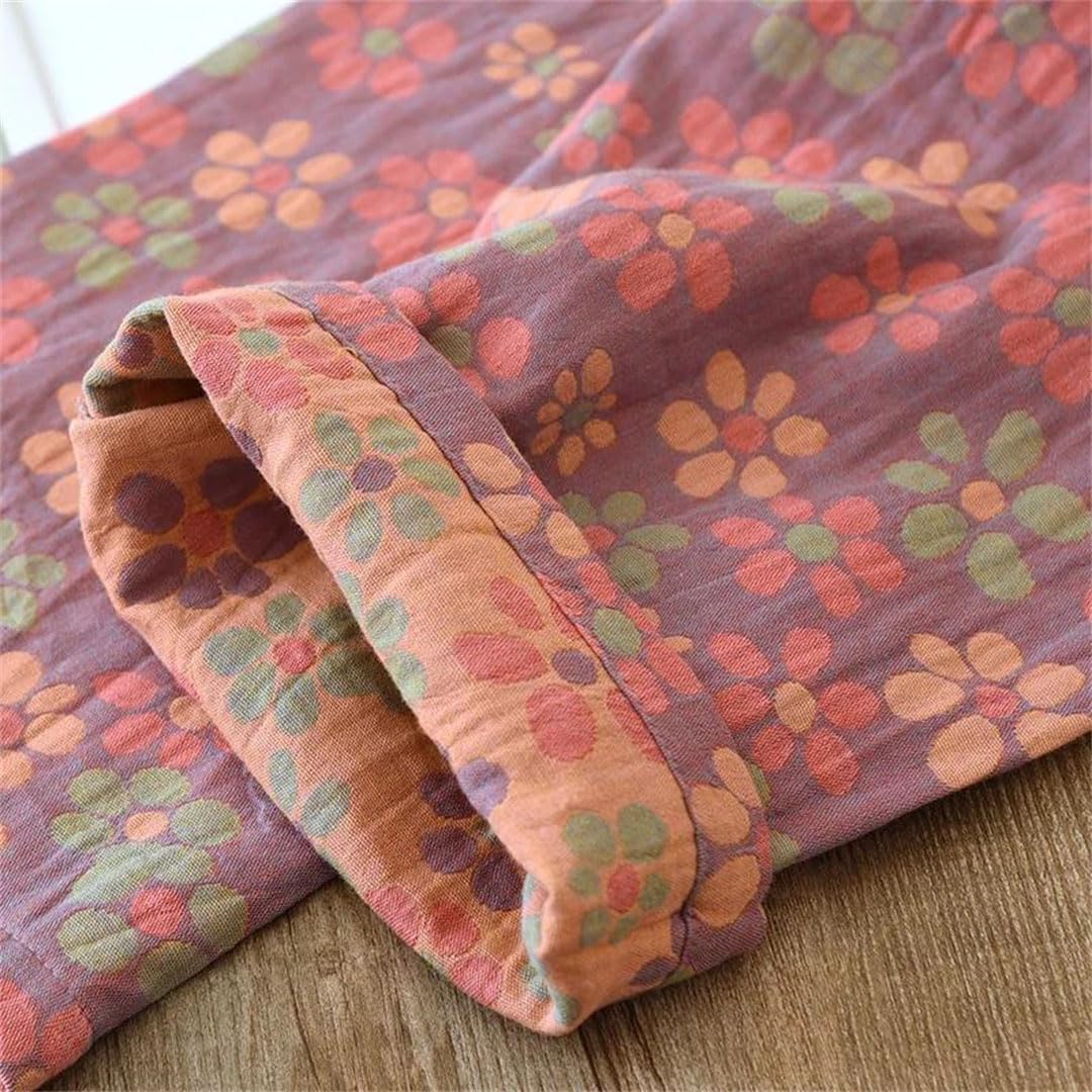 Conjunto de pijama floral de algodón para mujer, pantalones de manga larga, ropa de casa de dos piezas