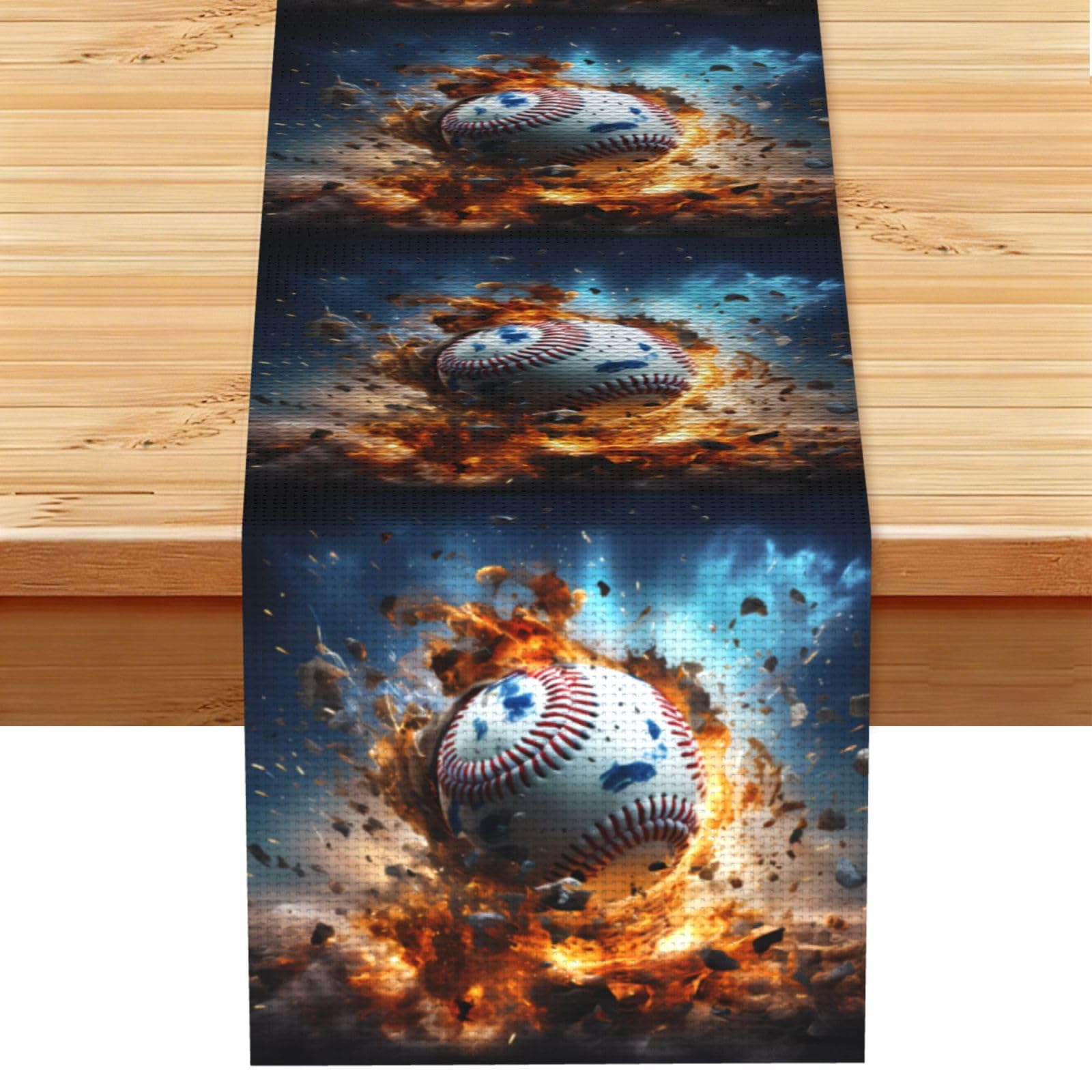 Hot Baseball Table Runner 13x72 Inch Dining Decor