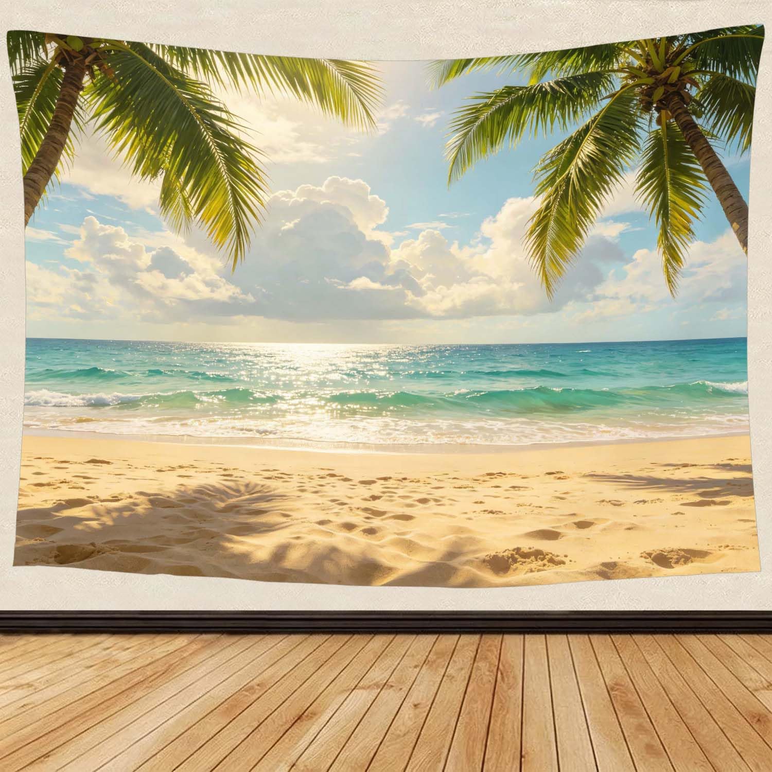 Arazzo da Parete Grande 300x260 cm Spiaggia Tropicale 3D Telo da Parete