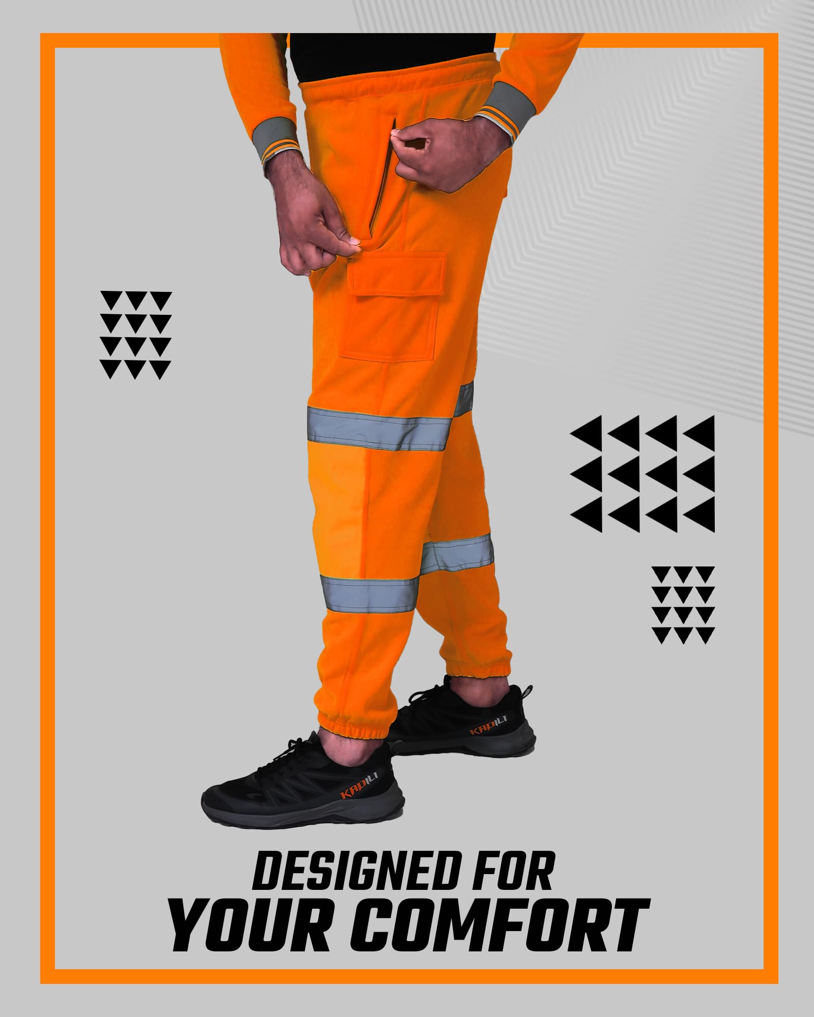 Pantalones de trabajo 100% poliéster Hi Viz para hombre, pantalones de chándal de seguridad, múltiples bolsillos, súper suaves, de alta visibilidad, pantalones de trabajo de seguridad