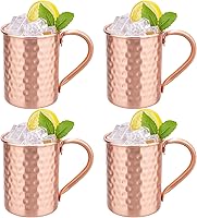 Vista 9 de Juego de 2 tazas de cobre 100% puro, tazas Moscow Mule con asa, taza de cobre para beber en frío, taza con acabado martillado a mano, regalos