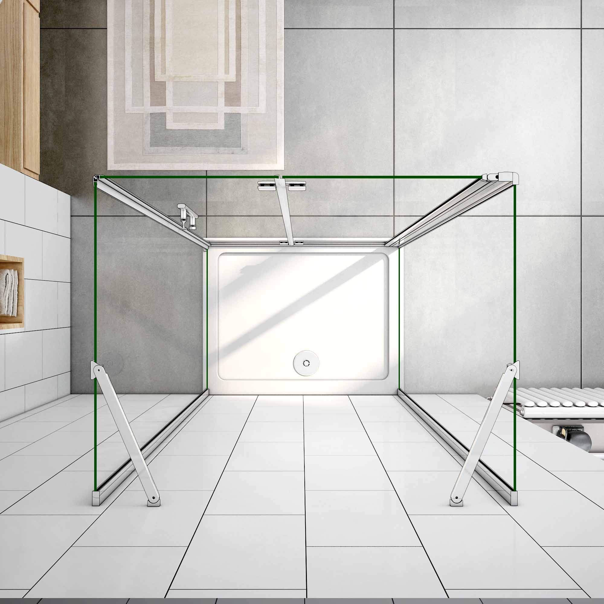 110x70x70x195cm DUCHA CABINA DE DUCHA PLEGABLE, EN FORMA U, MAMPARA 6MM EASYCLEAN CRISTAL TEMPLADO