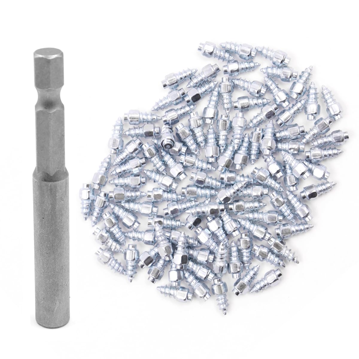 100 szt. wkręcane kołki do opon 4 x 9 mm do zimowych kolców do opon śnieżnych z narzędziem instalacyjnym, do rowerów górskich, pojazdów elektrycznych, skuterów, motocykli, samochodów