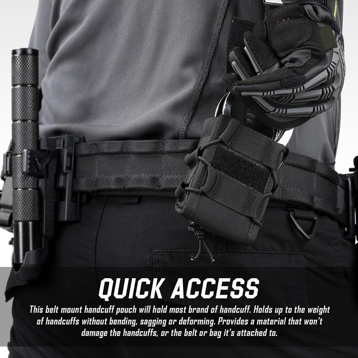 Molle - Funda para esposas, parte superior abierta, bolsa de puño para cinturón de servicio/chaleco táctico Molle - 4
