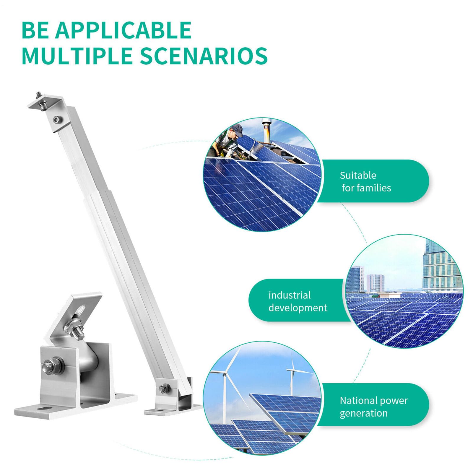 Soporte de montaje inclinable – Soporte de panel solar ajustable de | aluminio para de alimentación | Marco de instalación en tierra, estructura de montaje en techo de autocaravana, soportes