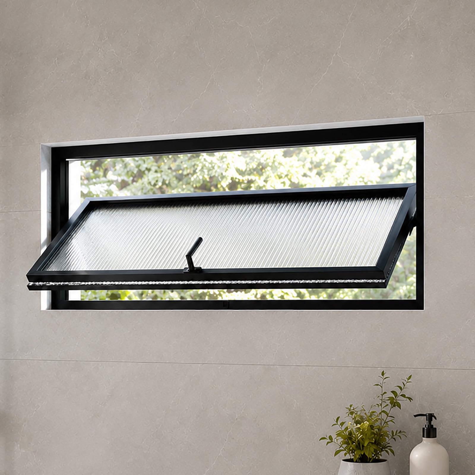 Basement Hopper Window with Tempered Glass and Metal Frame, Flush Mount Design for Ventilation and Replacement in Residential and Commercial Spaces 90cm/35.4in