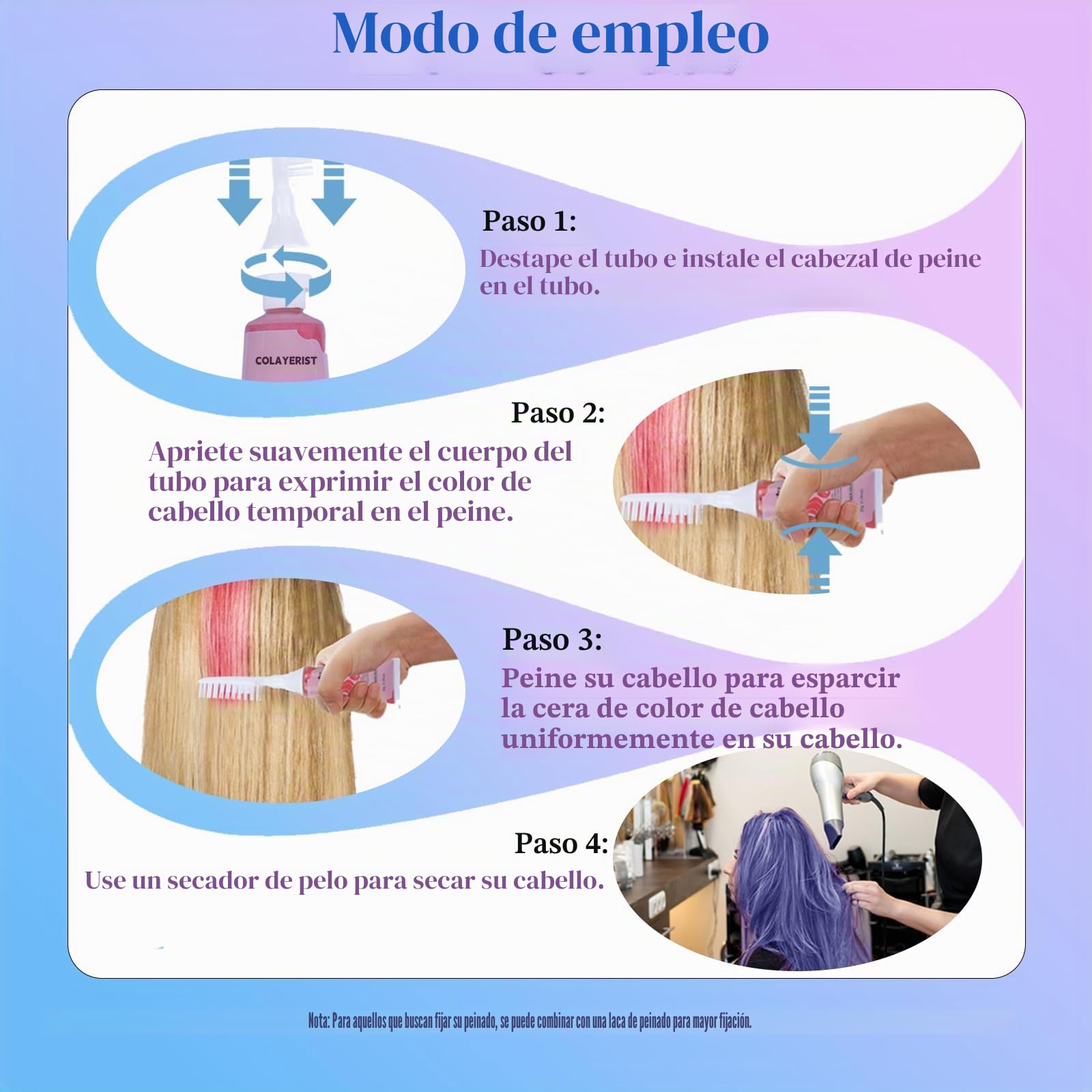Cera de color para el cabello para niñas, 4 piezas de tinte temporal para el cabello en verde, azul, rosa, morado, kit de tiza lavable para niños y adultos, gran regalo para cumpleaños de