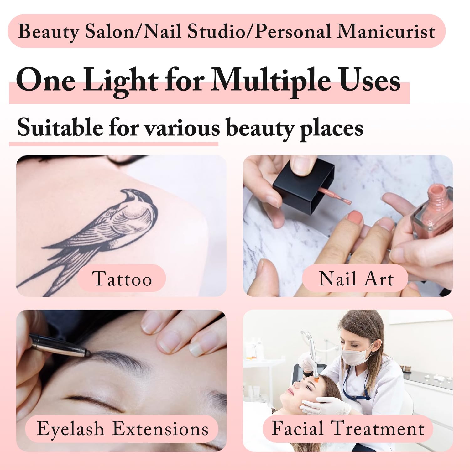 Halbmondlicht für Nageltisch Halbmond-Nagellampe Nageltischlampe Halblicht Nail Tech Licht für Nail Tech Mondlampe mit Telefonhalter Nail Tech,Gold,34 Inch