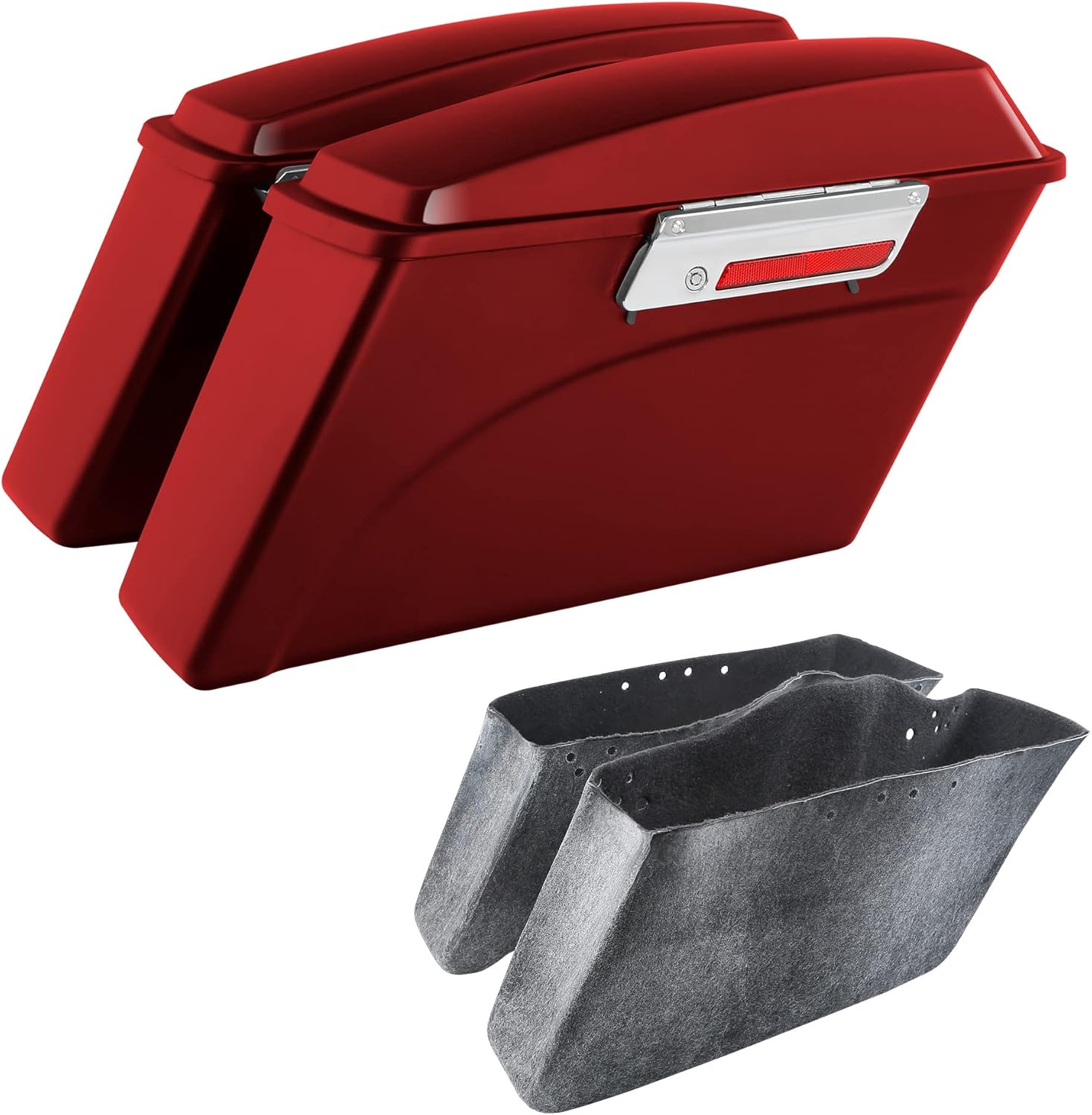 SLMOTO Red Hard Saddle bags, Hard Saddlebags Trunk w/Lid Latch Key Liners For Harley Touring Road King 1994-2013 Street Road Glide Electra Glide Ultra-Classic FLHR FLHX