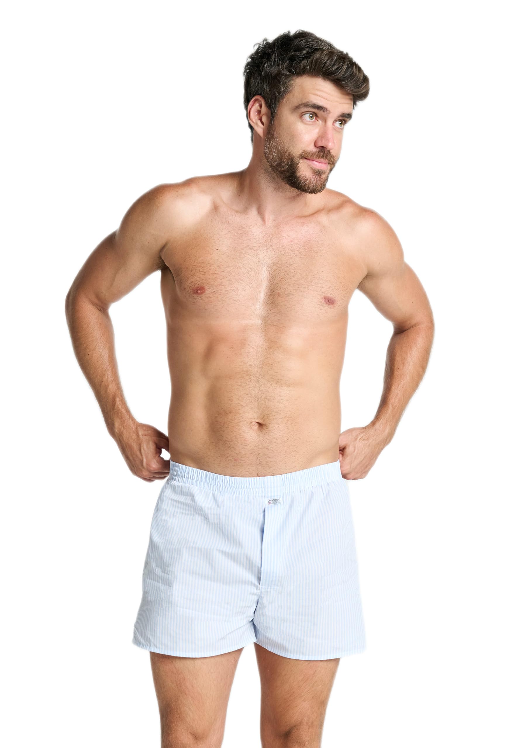 Jockey Men's Everyday Soft Wash Woven Boxer, Shirting Blue, 3XL