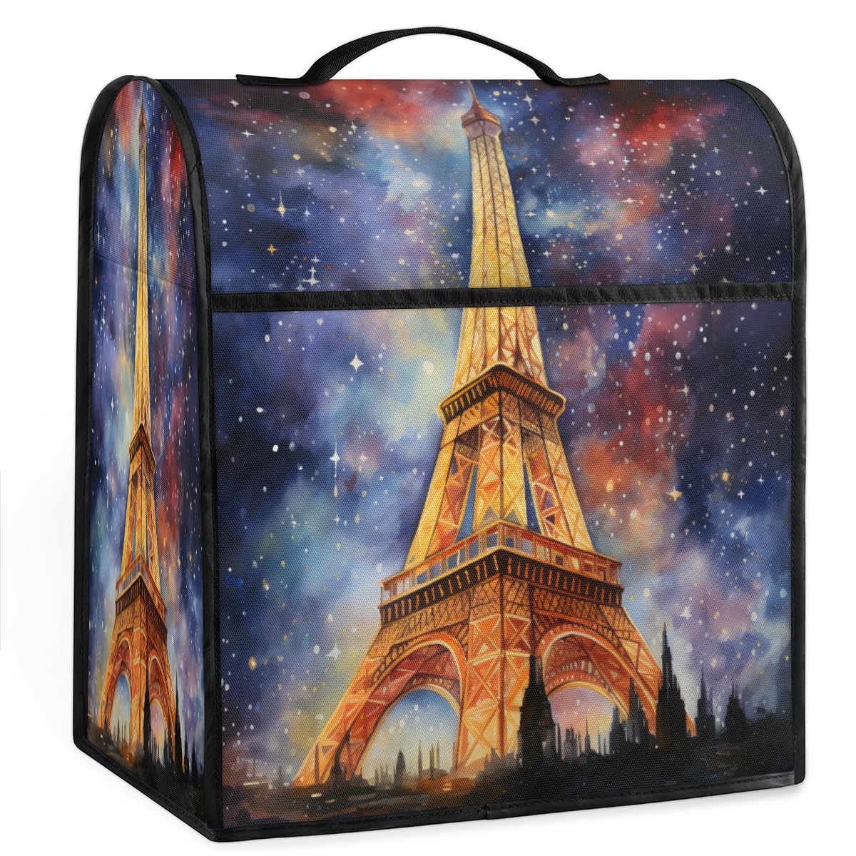 Coffee Maker Cover Starry Sky Eiffel Tower Kitchen Appliance Covers Small Appliance Covers Blender Cover Juicer Cover Dust Covers for Kitchen Appliances with Top Handle and Pockets,Washable,B623