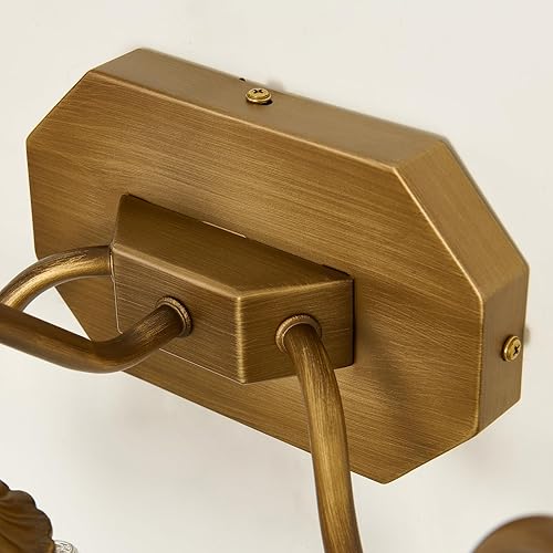 Miniatura 6 de Vintage Bathroom Light Fixture Brushed Gold Vanity Light with Crystal Glass Shade Antique Brass 3 Light Bathroom Light Over Mirror