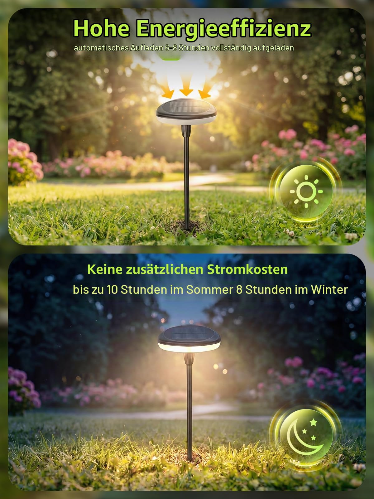 Solarlampen für Außen Garten 4 Stück, LED Warmweiß Gartenleuchten Solar mit 1000 mAh, 40 Lumen Extra Helle Gartendeko mit IP65 Wasserdicht, Erdspieß für Draußen Terrasse Outdoor