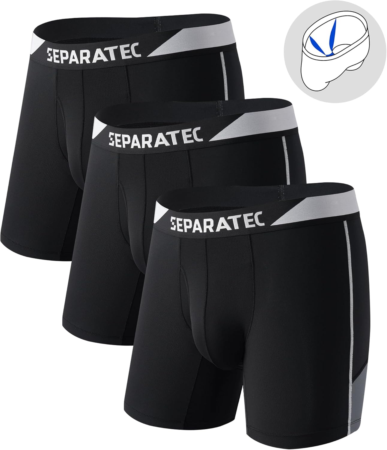 Separatec Mens Underwear Separate Pouch Boxer Briefs Breathable Cooling & Quick Dry Mesh Performance Underwear with Fly 3Pack - Image 7