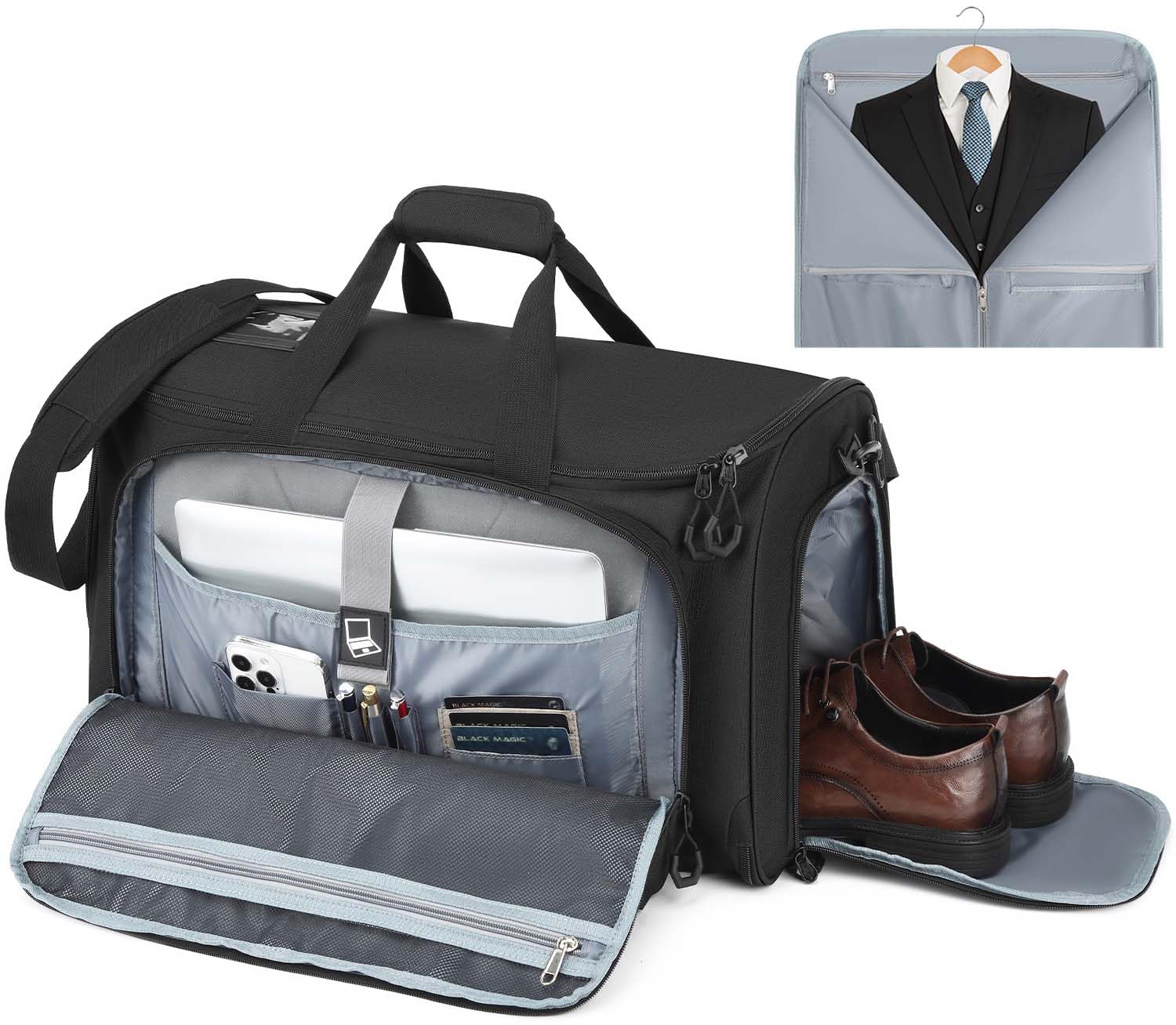 Sac à vêtements convertible unisexe pliable 2 en 1 Sac de voyage Bagage à main pour affaires, sport, week-end