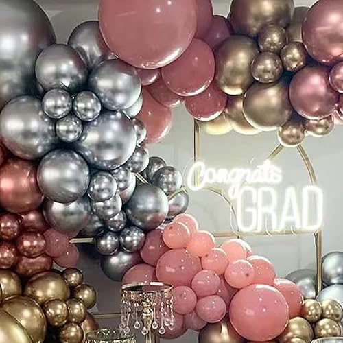 Miniatura 5 de 55 globos de látex rosa retro para fiestas, de 18 pulgadas + 12 pulgadas + 5 pulgadas para decoración de cumpleaños de cumpleaños, baby shower, boda