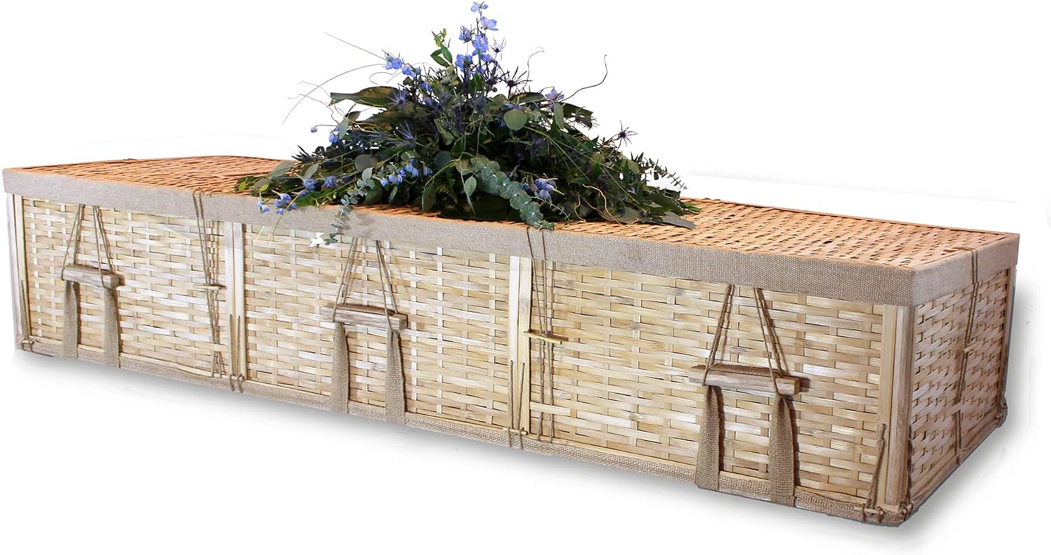 PASSAGES International Dorset 4-Point Bamboo Casket – Eco-Friendly Unassembled Funeral Casket – Handcrafted Sustainable Bamboo Green Burial & Cremation Option