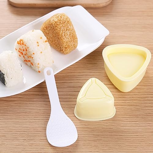 Miniatura 7 de Missraza Molde Onigiri, 3 kits de herramientas Bento, molde de bola de arroz triangular (S + L), molde de Musubi, kit de prensa para hacer Musubi,