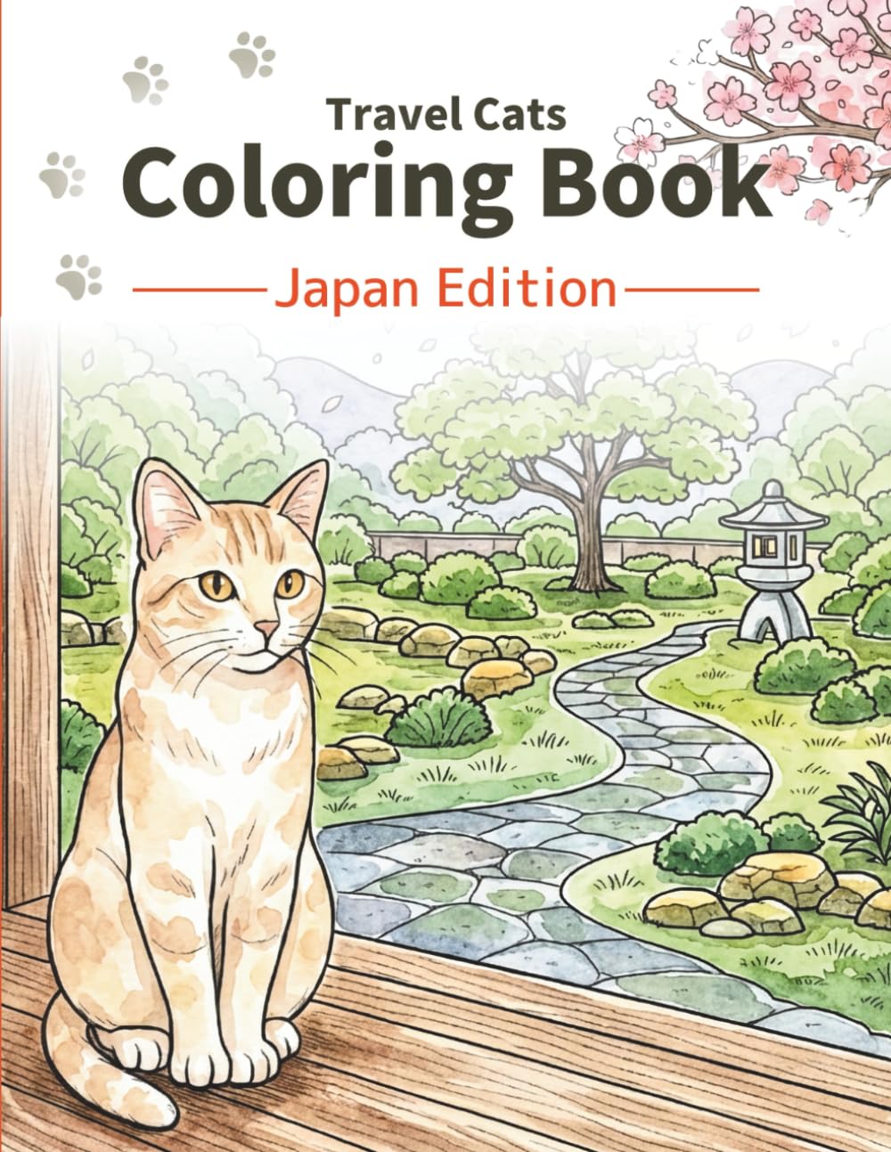 Travel Cats Coloring Book – Japan Edition: A relaxing adult coloring book with cute travel cats and peaceful Japanese scenes