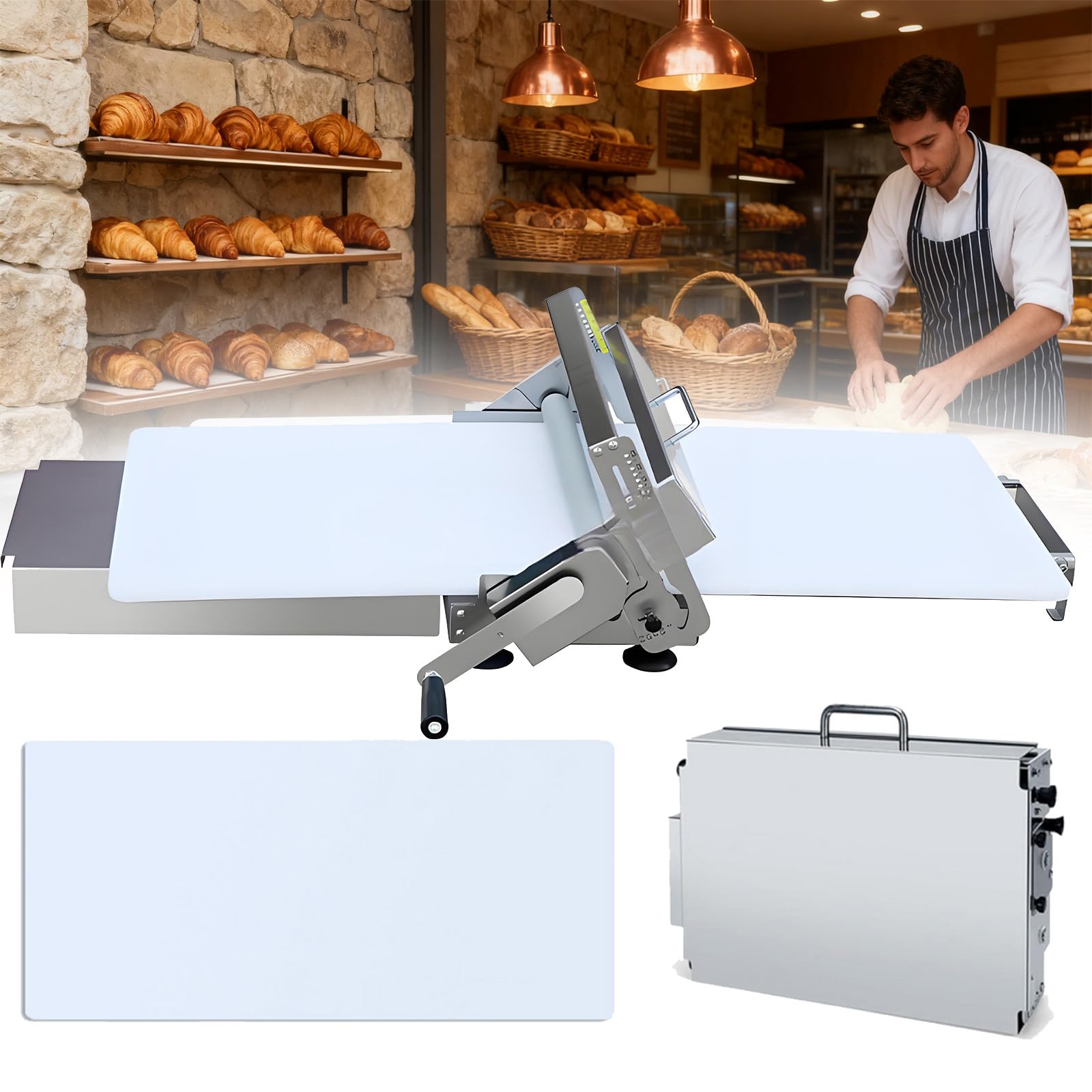 Laminadora De Hojaldre Plegable - Laminadora Manual Para Repostería Doméstica, Amasadora, Ajustable De 0 A 25 Mm, No Requiere Electricidad, Para Panaderías Y Pastelerías B:400