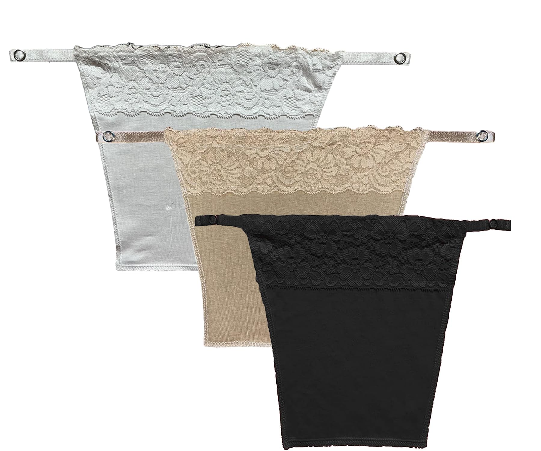 Vikimo Cotton Clip-on Mock Whole Lace Pattern Camisole Cami Secret | Clip On Mock Lace Cami Secret Cleavage Cover Feel Confident with Cover Up for Deep Neck Set of 3 (Free Size)-picture-24