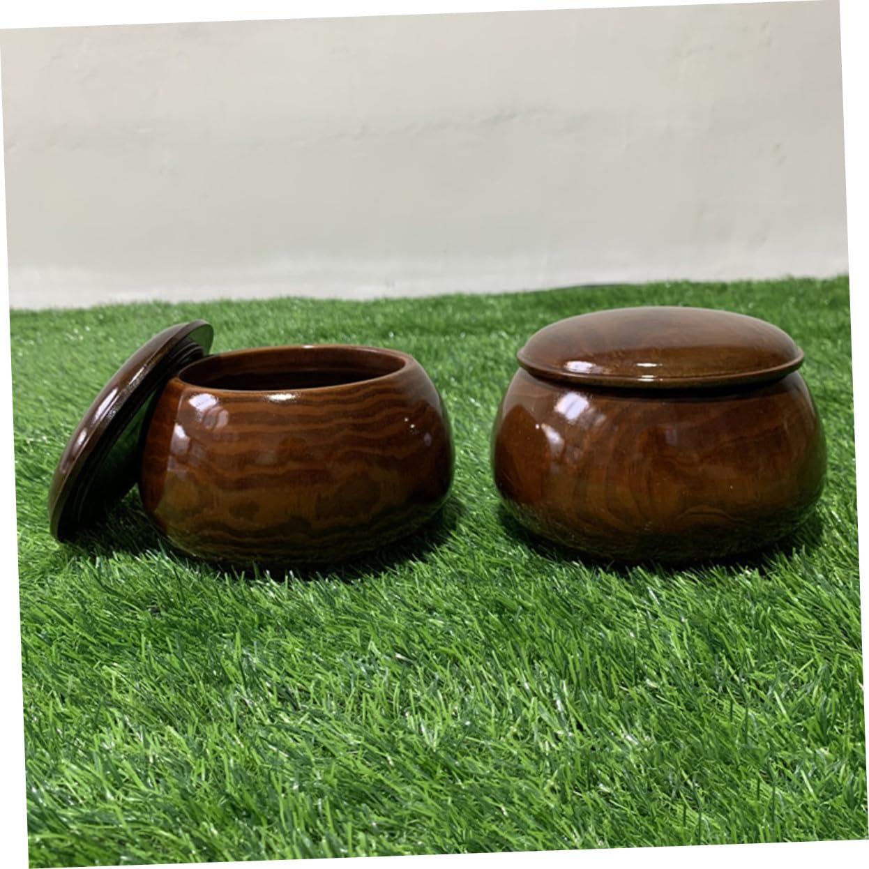 Hemobllo Bol en Bois Massif Grand Conteneur Léger Couvercle pour Jeu de Go et Échecs Rangement Pratique pour 180 Pièces, pour Bureau ou Salle de Formation