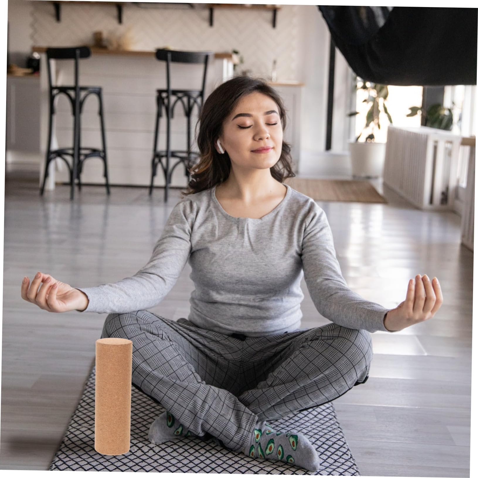 Rodillo de Yoga de Corcho Antideslizante para Espalda y Brazos, Masajeador Deportivo Amortiguación para Estiramientos y Entrenamiento en Casa