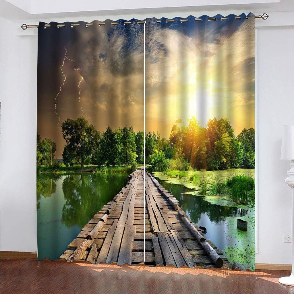 Rideau occultant coucher de soleil 3d rideau isolant thermique anti froid rideau a oeillets