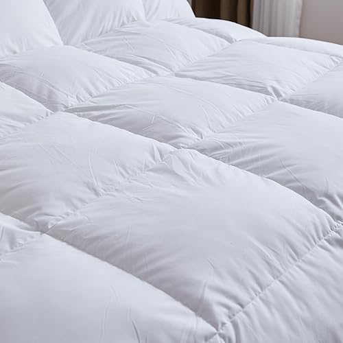 Miniatura 3 de Soild - Edredón de plumón de ganso blanco, tamaño individual, relleno de edredón cálido, tela de algodón suave, 45 onzas de grosor, estilo hotel,