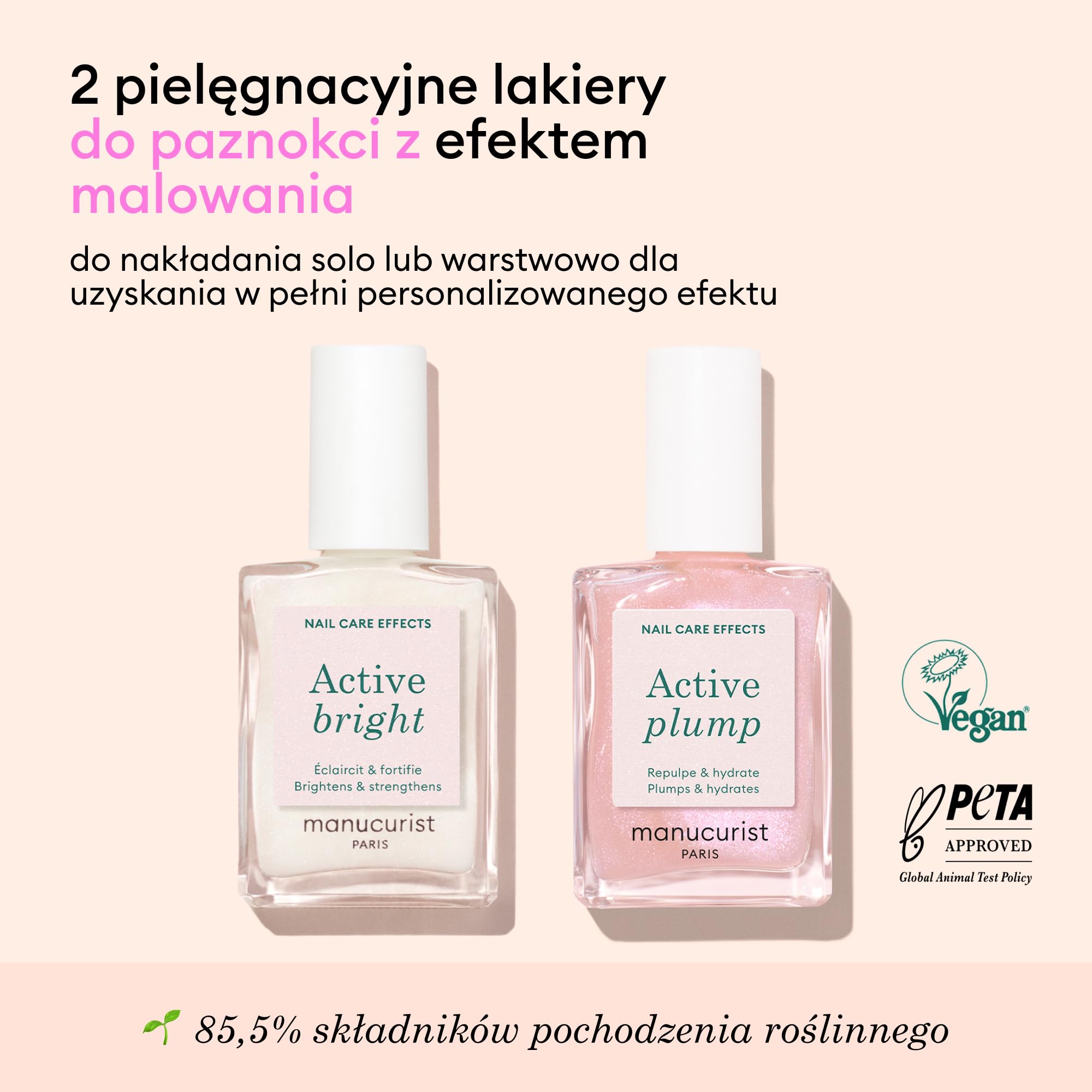 Manucurist – Duo Active – pielęgnacyjne lakiery do paznokci Active Bright i Active Plump – Wzmocnienie paznokci – lakiery utwardzające