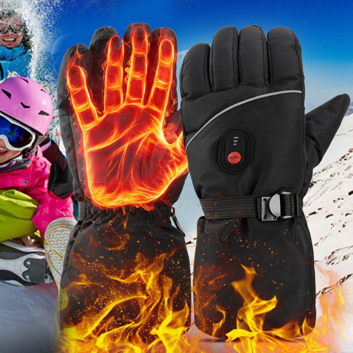 Guantes Térmicos Eléctricos para Hombre, Mitón de Esquí Diseño Flexible y Material Chinlon, Ideales para Actividades al Aire Libre en Invierno