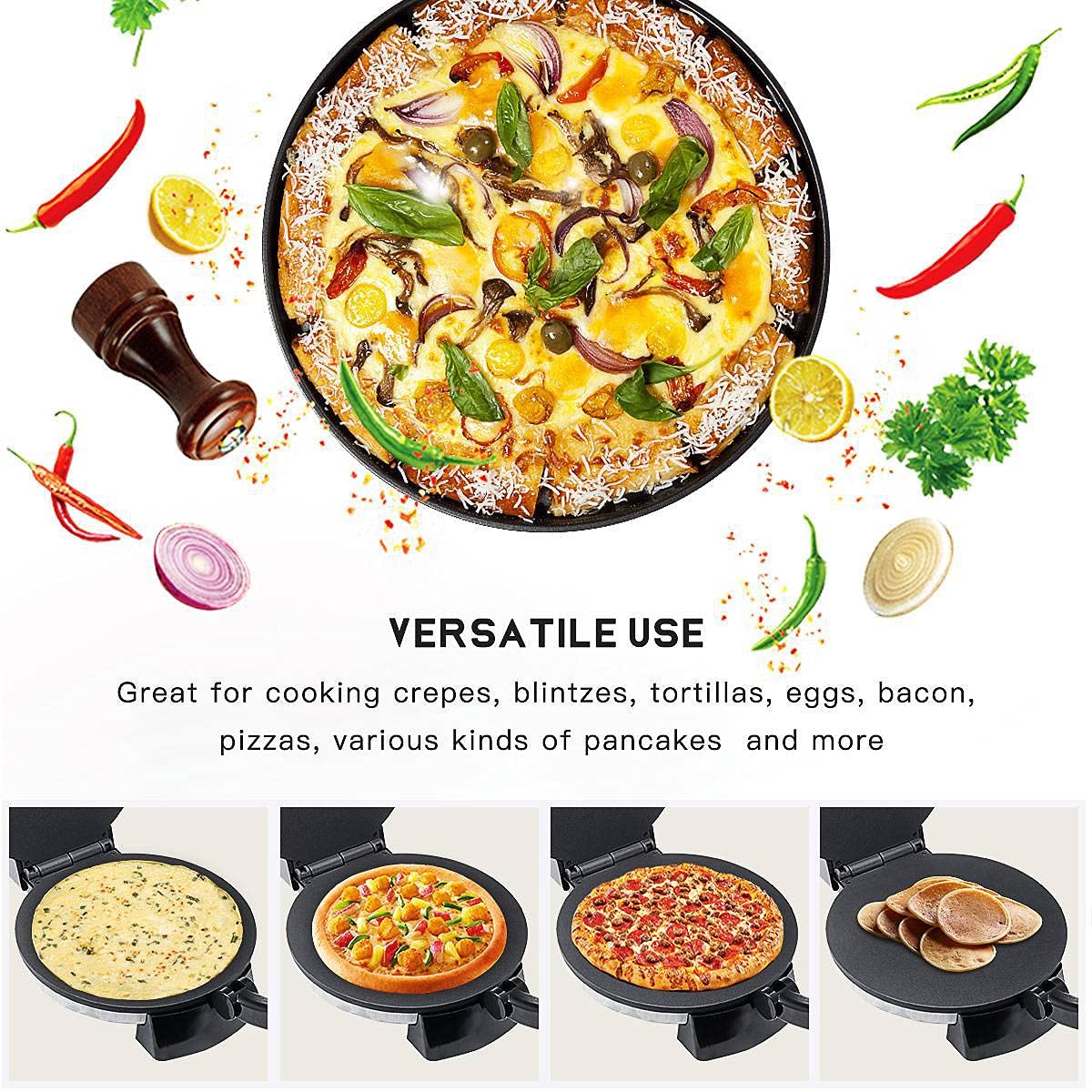 SOKANY KJ-507 1100W Roti Maker, Tortilla Presse 32cm, Antihaftbeschichtung, Automatische Temperaturregelung, für Tortillas, Tacos, Quesadilla, Silvery