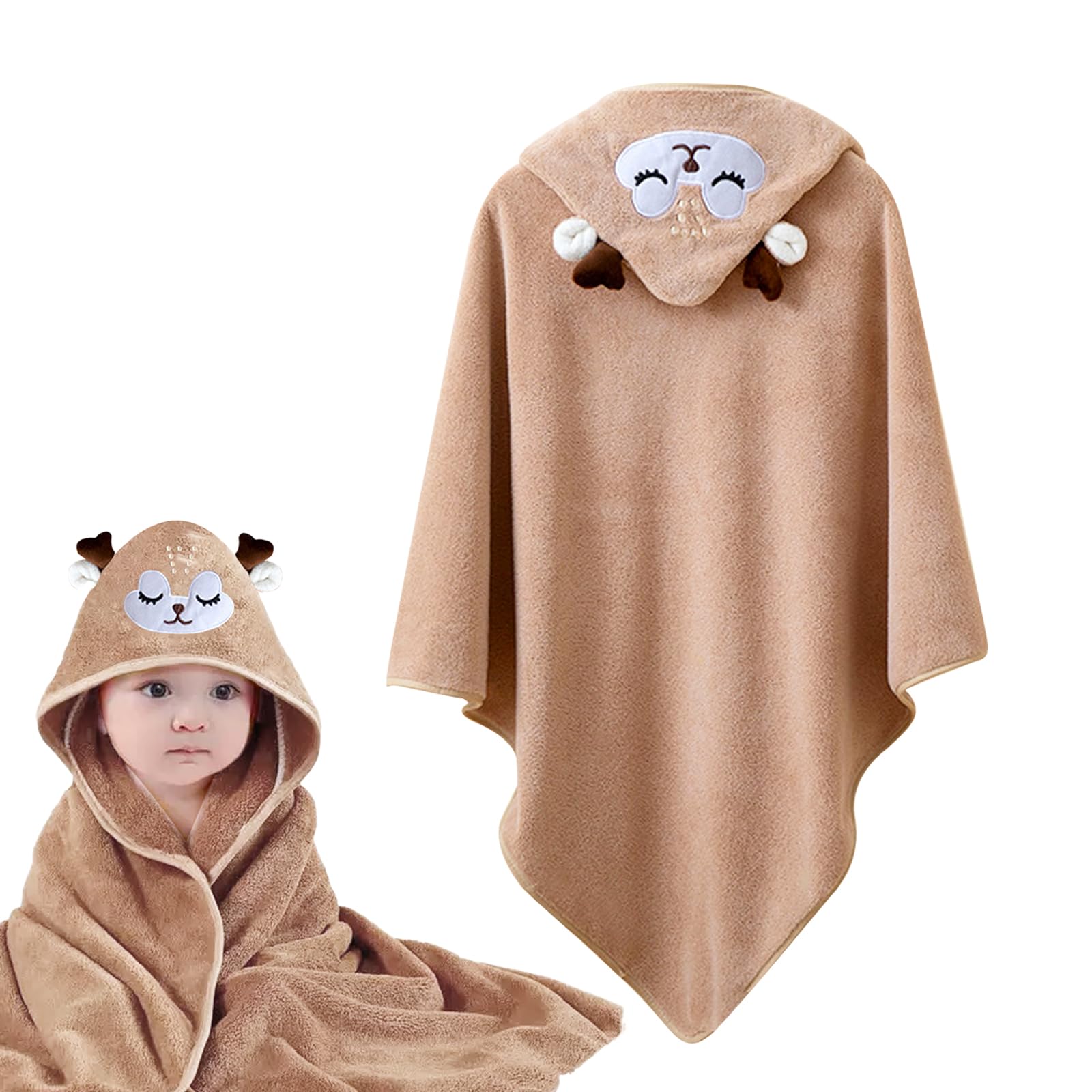 XdealCozyxc Hooded Baby Towel, Ultra Soft Bath Towels Newborn with Hood for Boy and Girl (Brown)