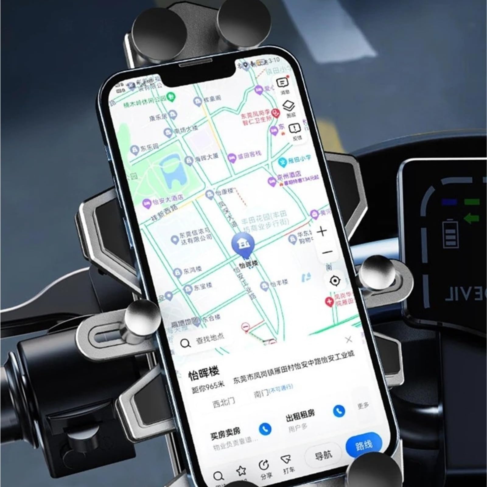 Supporto Per Telefono Cellulare In Lega Antiurto Per Motocicletta, Universale, Con Regolazione Della Rotazione A 360°, Supporto Per Navigazione Porta Smartphone Moto(Rearview mirror)