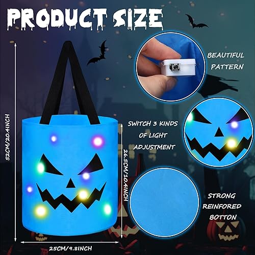 Miniatura 2 de 4 bolsas de dulces de Halloween con luz LED, bolsas de dulces de Halloween, bolsas de golosinas iluminadas para fiesta de Halloween, bolsas de