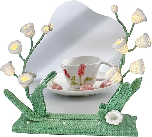 Kit de ganchillo para principiantes con espejo y exquisita flor de ganchillo, juego completo de suministros esenciales de punto y ganchillo, juego