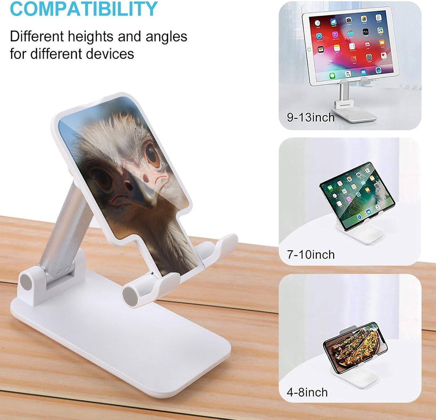 Cute Ostrich Foldable Phone Stand for Desk Taller Stand image 3