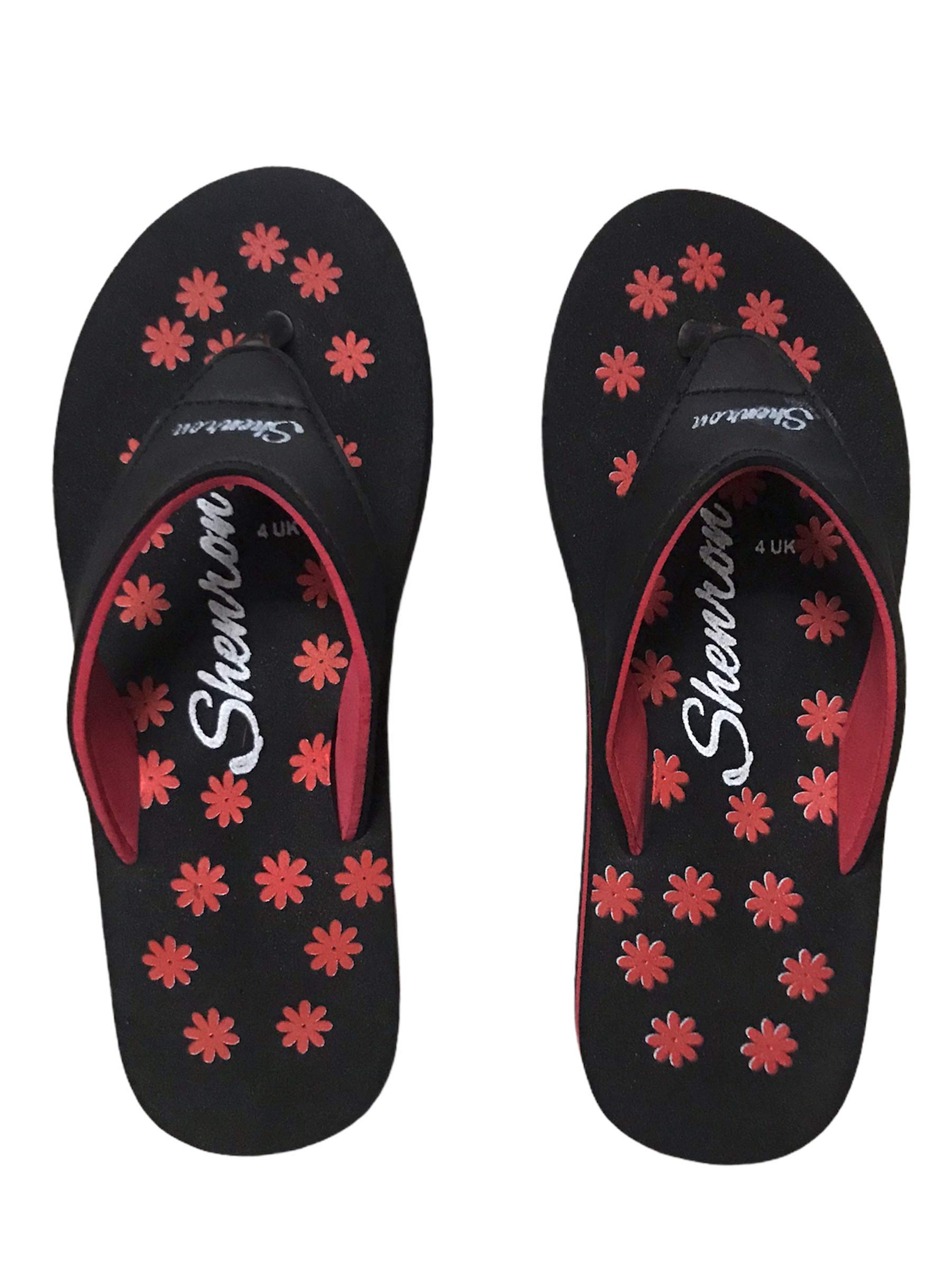 Shenron Printed Ortho Slippers for Women | Women’s Flip-Flop Slippers | Soft & Comfortable Indoor Outdoor Fashionable Slippers for Girls, Daily Use chappals for women (102) | Red Color - Size: 5 UK (B08WLPD9TF) Amazon Price History, Amazon Price Tracker