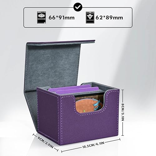 Miniatura 2 de Caja de cubierta ZLCA para cartas de intercambio, caja de cubierta de comandante MTG con capacidad para 120+ con manga individual, estuche