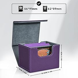 ZLCA Card Deck Box for Trading Cards, MTG Commander Deck Box Holds 120+ Single Sleeved, Leather Magnetic Card Storage Case Fits for TCG CCG Magic (Purple)