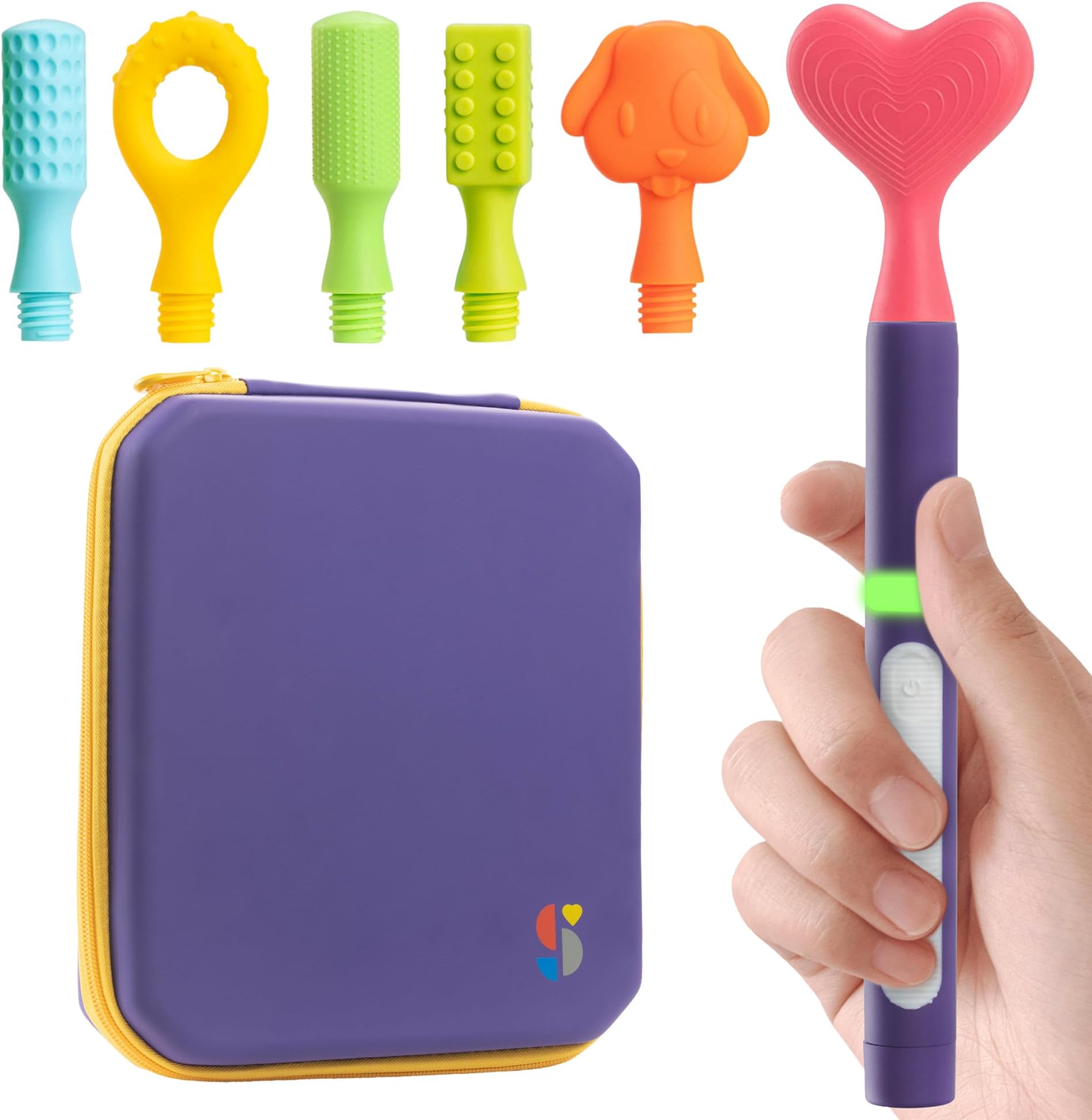 - Special Supplies Buzz Buddy Oral Motor Stimulation kit with 6 Soft Textured Interchangeable Heads, Calm Sensory Needs, Support Speech, and Stimulate Self Feeding, Gentle Vibrations