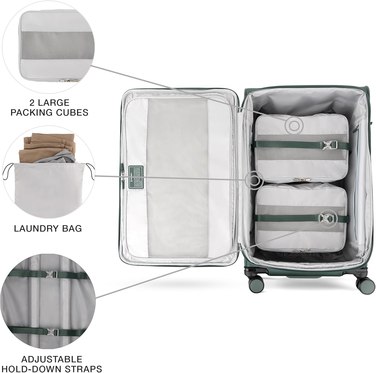 Travelpro VersaPack+ Lightweight Softside Expandable Checked Luggage, 8 Spinner, TSA Lock, Checked Large 29-Inch, Desert Sage Green