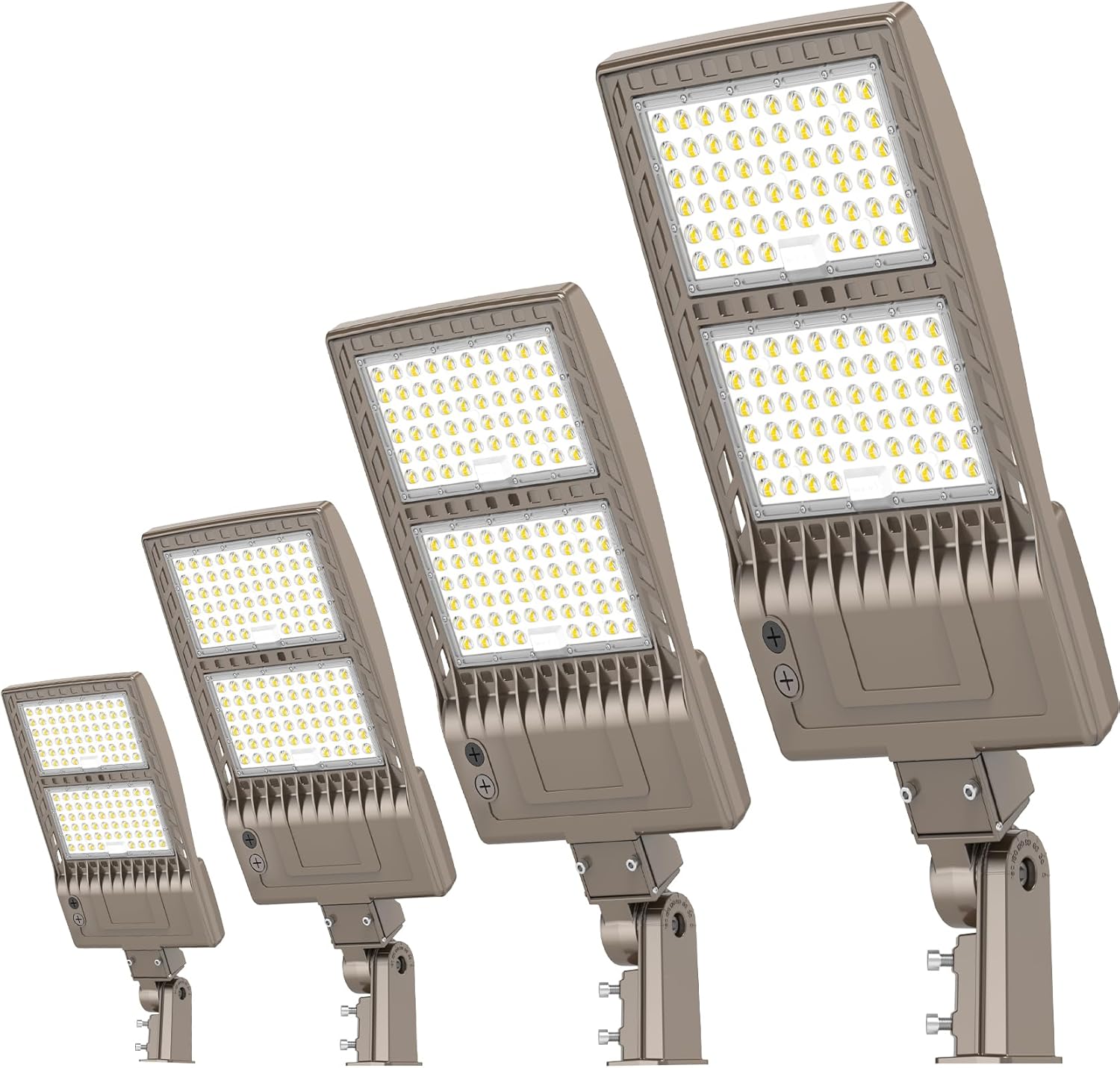 4 Pack 480V LED Parking Lot Light 320W 256W 192W Adjustable UL DLC Listed 150 LM/W 5000K LED Shoebox Street Pole Light with Slip Fitter Flood Light IP65 Commercial Outdoor Area Lighting AC 277-480V