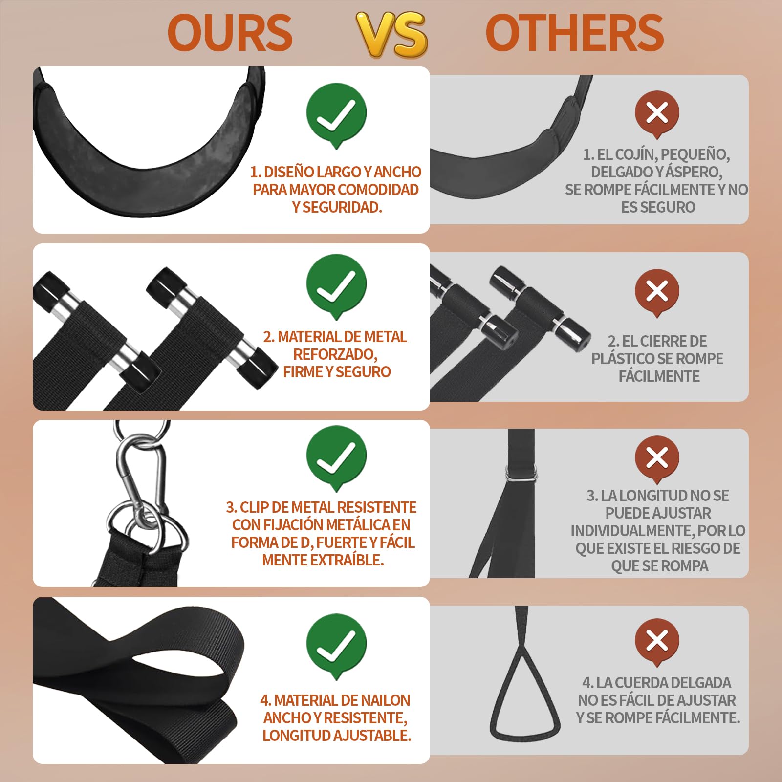Columpio Sexuales parejas de puerta Juguetes Eróticos para pareja sexuales SM Bondage esposas eróticos sexuales mujer columpio del amor juegos eroticos Ajustable columpio sexual cuero（Negro）